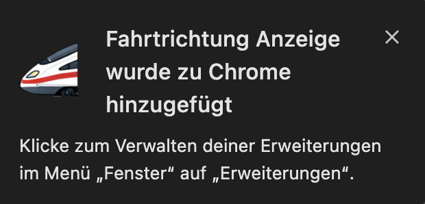 Hinzugefügt-Hinweis
